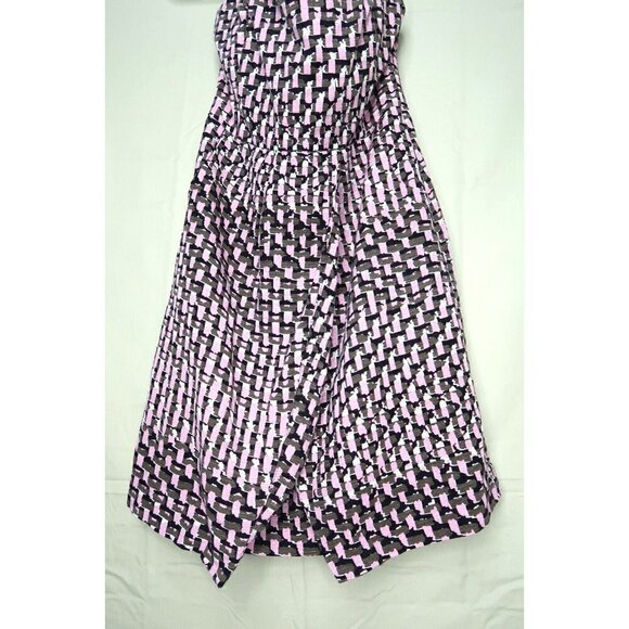 Banana Republic Strapless Dress Pink Navy White Silk Blend Textured Womens Sz 4P - Picture 4 of 5